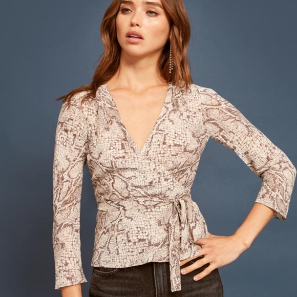 Reformation Langley top wrap XS snake python - Picture 1 of 1